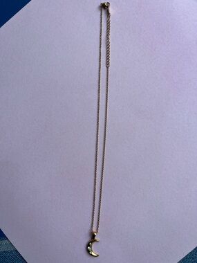 Gold Crescent Moon Pendant Necklace - Elegant Women's Jewelry